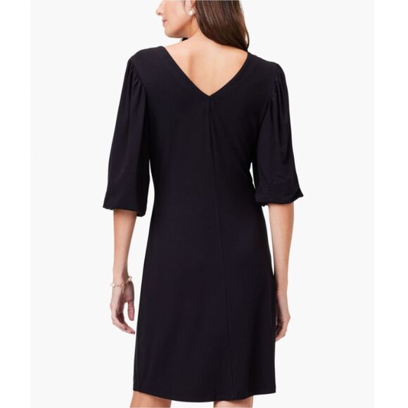 Nic+Zoe Knit A-Line Dress Women’s Size XS Black Onyx V-Neck Relaxed Fit NWT - Picture 2 of 9